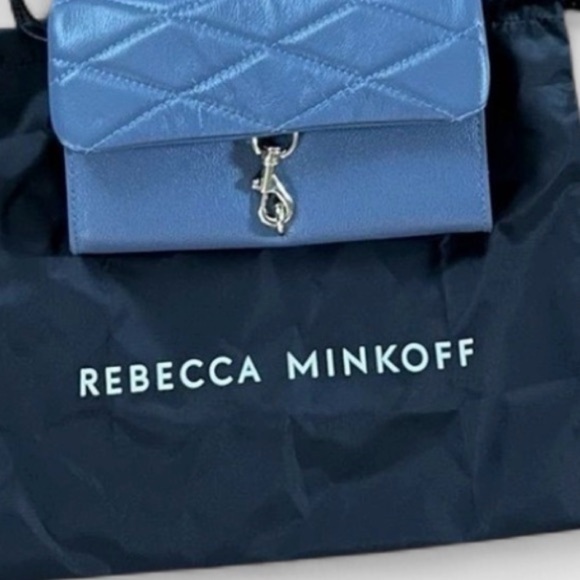 Rebecca Minkoff Edie Wallet on Chain Crossbody Blue Slate NWT - Picture 13 of 13